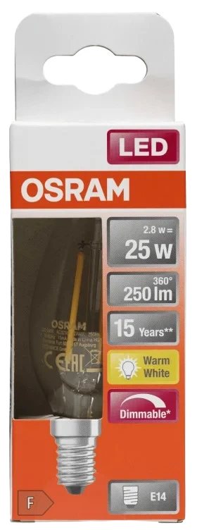 Lyspære Led Cl B 25 Klar Dim E14 Osram