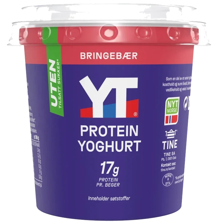 Yt proteinyoghurt bringebær uten  180g