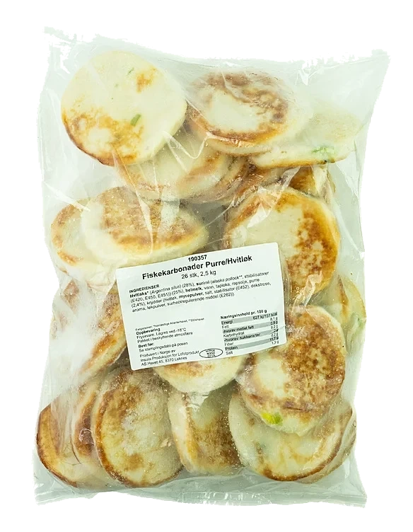 Fiskekarbonader purre/hvitløk frys 26stk   2,5kg