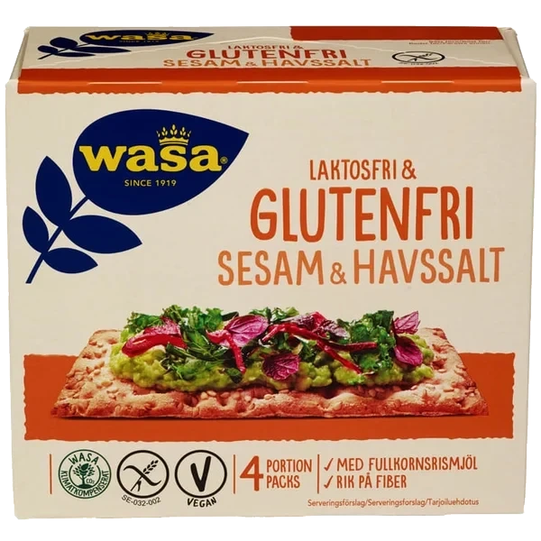 Knekkebrød Sesam&Havsalt Gl.Fri 240g Wasa