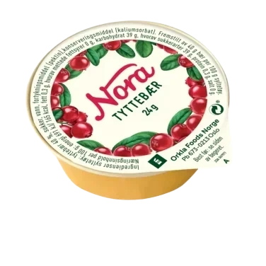 Tyttebærsylt Porsj 24g Nora