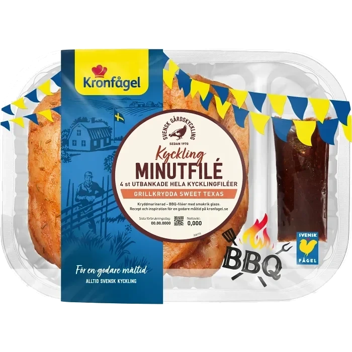 Kyckling Minutfilé med glaze BBQ ca 700g Kronfågel