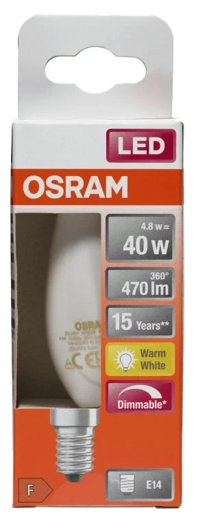 Lyspære Led Cl B 40 Matt Dim E14 Osram