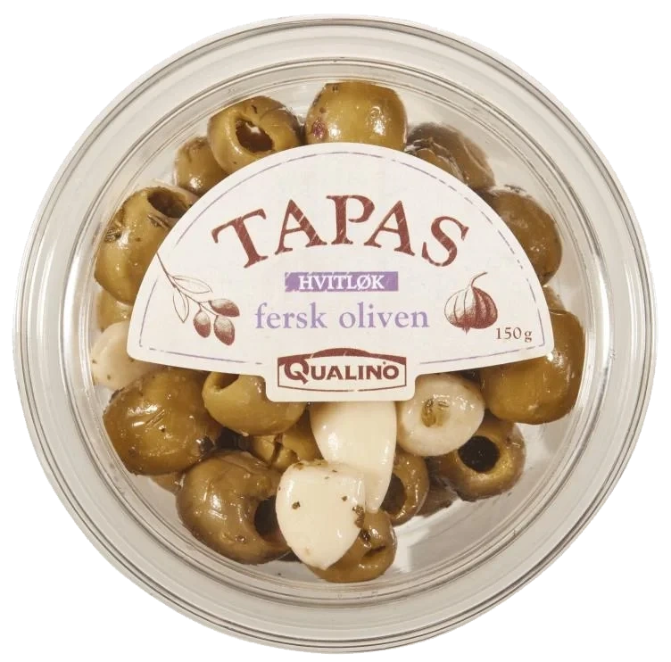 Oliven Fersk m/Hvitløk 150g Tapas Qualino