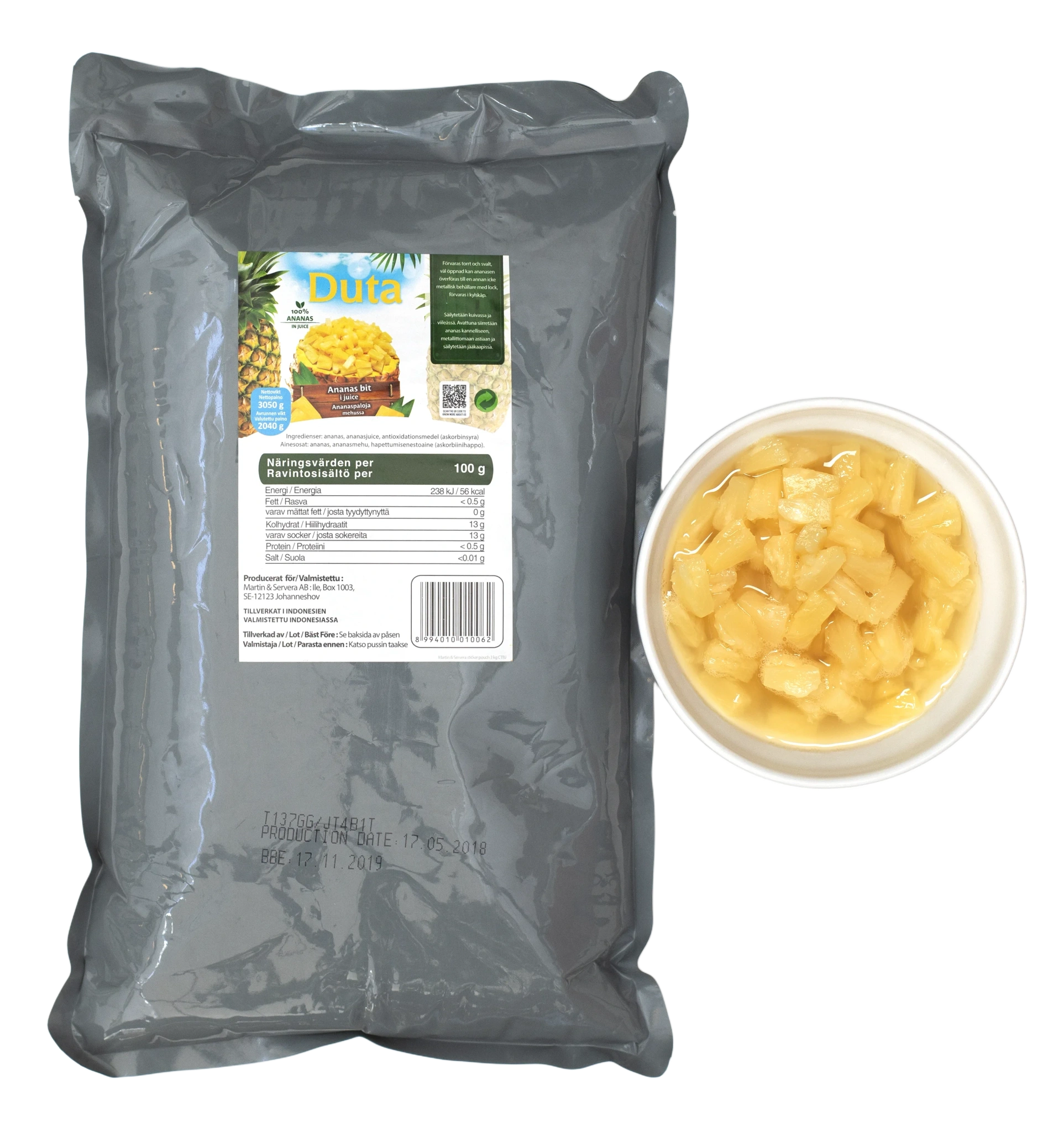 Ananas bit juice påse