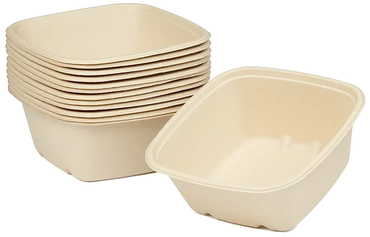 Skål Cube Firkant Bagasse Brun1200ml