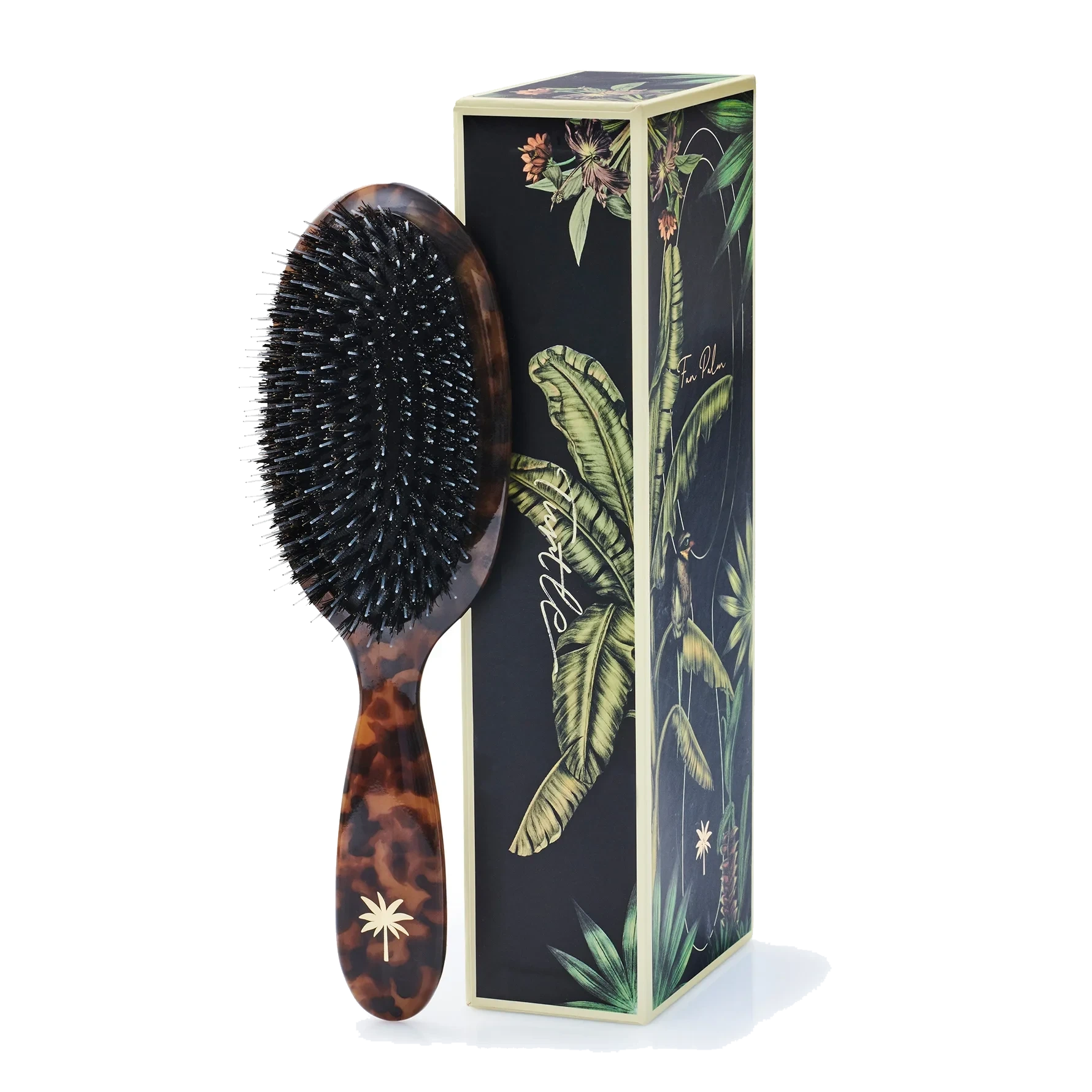 Fan Palm Boar- & Nylon Brush Turtle Medium