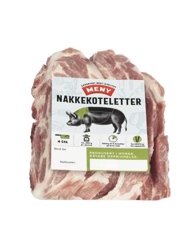Svin Nakkekotelett 4pk Ca900g Meny