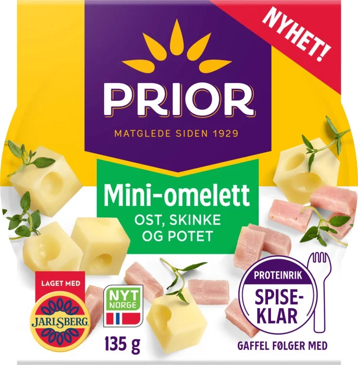 PRIOR Mini-omelett Ost, skinke og potet 135g