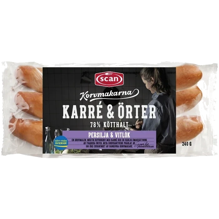 Kryddkorv Karré Örter Korvmakarna 78% Kötthalt 240g Scan