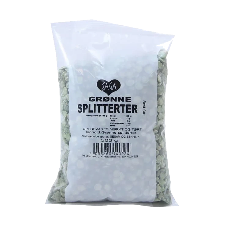 Erter grønne splitt     500g