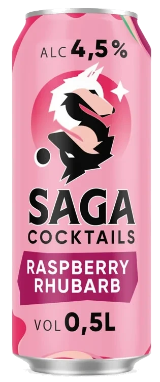 Saga Cocktail Raspberry&Rhubarb 0,5l boks