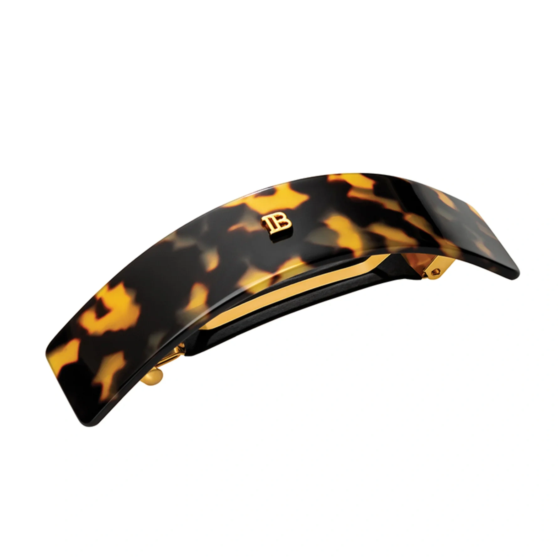 BALMAIN PARIS Hair Couture Cellulose Acetate Barrette Pour Cheveux Large Large Tortoise Shell