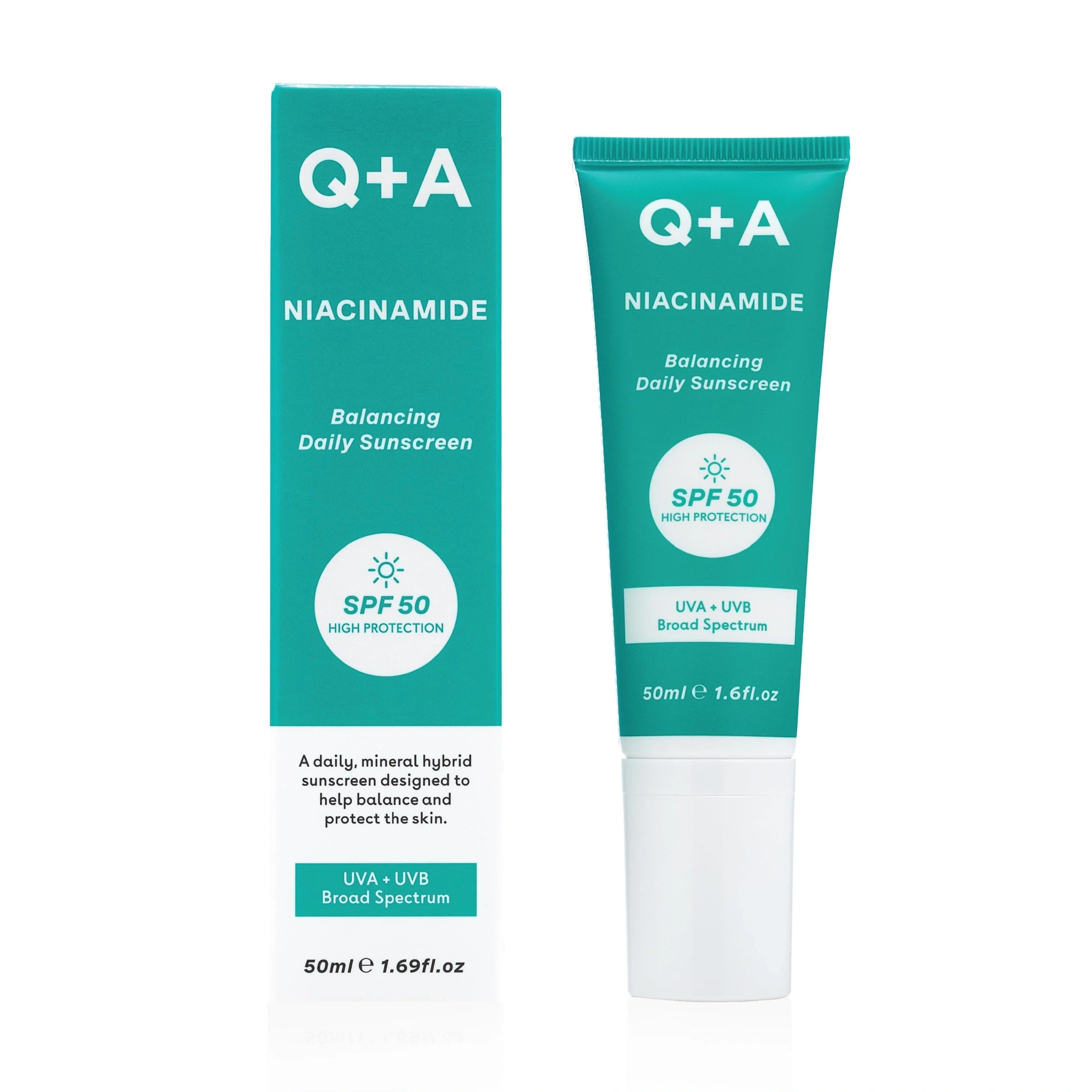 Q+A Niacinamide Balancing Daily Sunscreen SPF 50, 50 ml