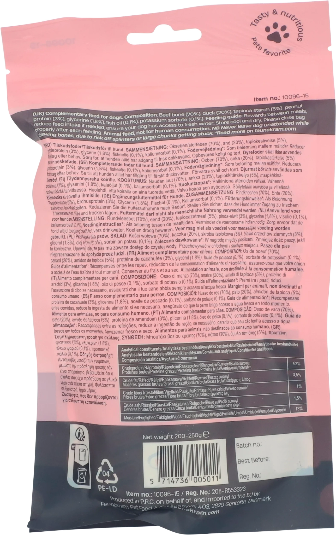 Faunakram Natural beef bone with stuffing: 92% duc