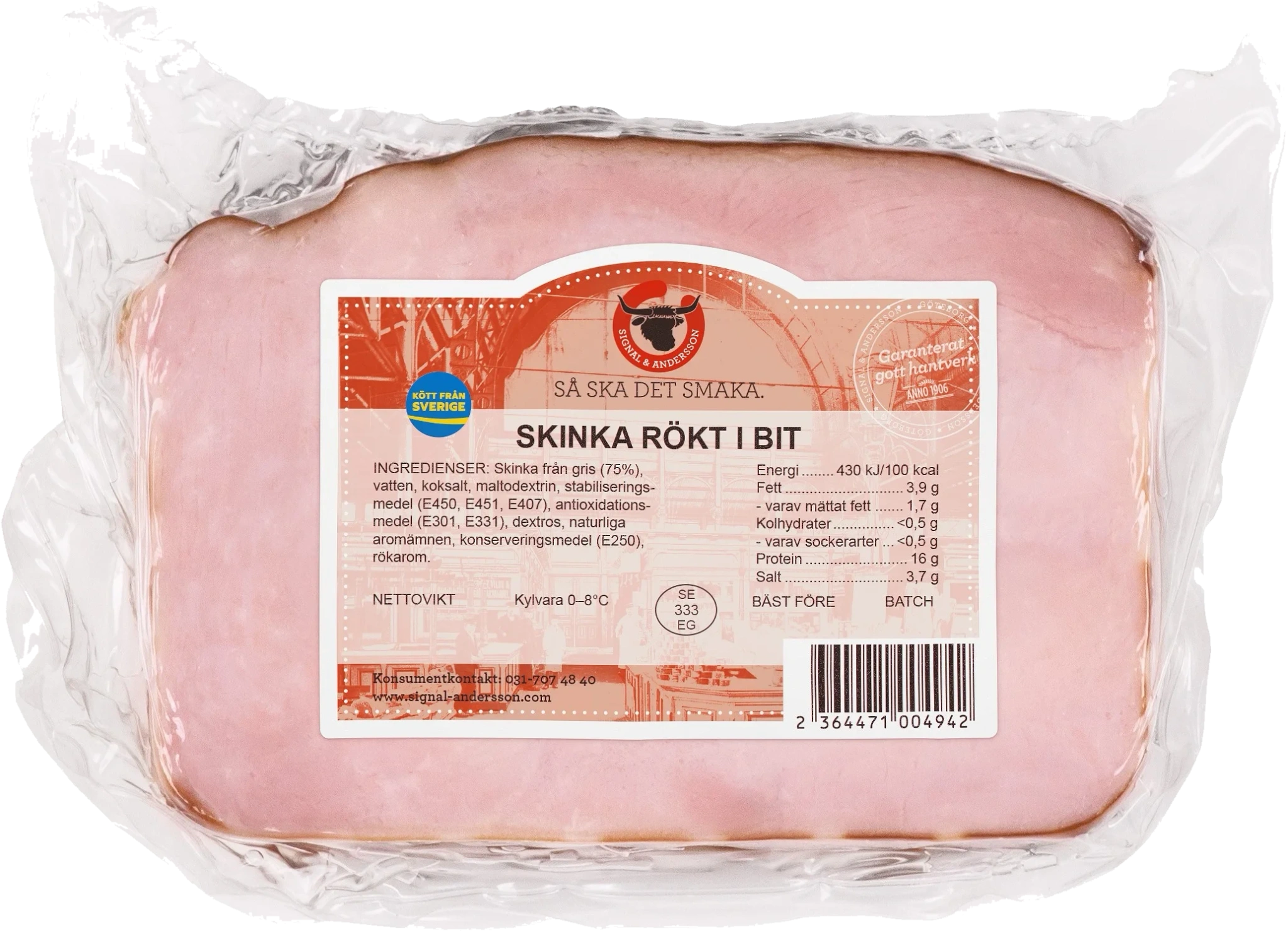Skinka rökt i bit