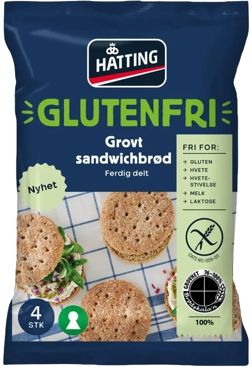 Glutenfri Grovt Sandwichbrød 85gx4stk