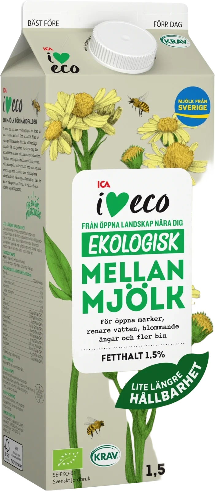 Ekologisk Mellanmjölk 1.5% ESL