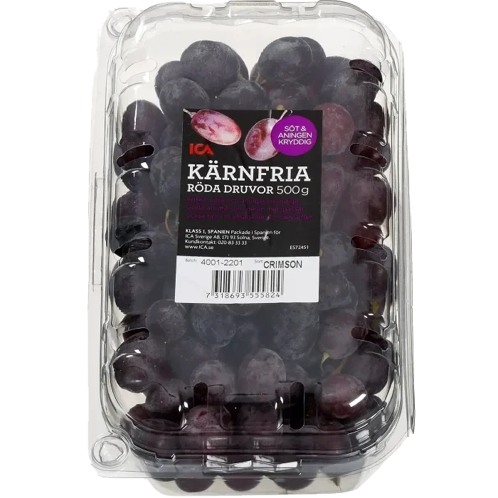 Druvor Crimson Röda kärnfria 500g Klass 1 ICA