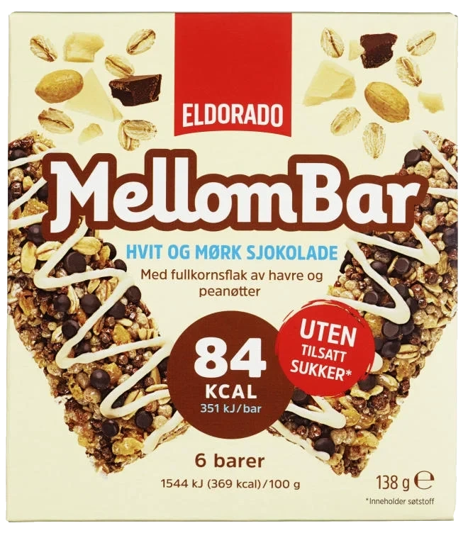 Mellombar Sukkerfri m/sjoko 138g