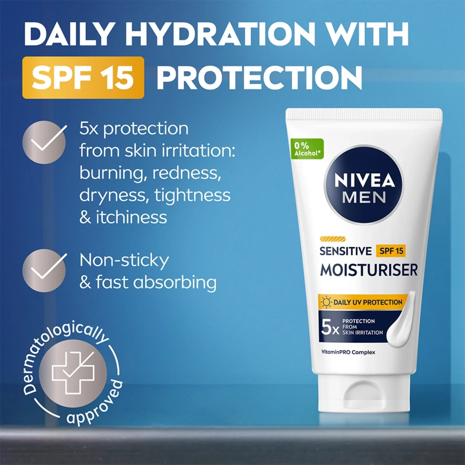 NIVEA Men Sensitive Face Cream SPF15, 75 ml