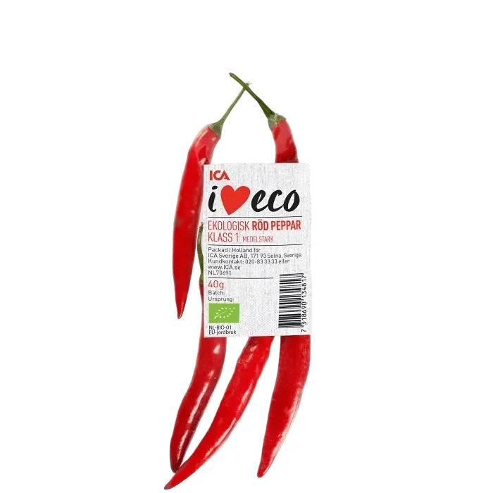 Röd peppar Ekologisk 40g Klass 1 ICA I love eco