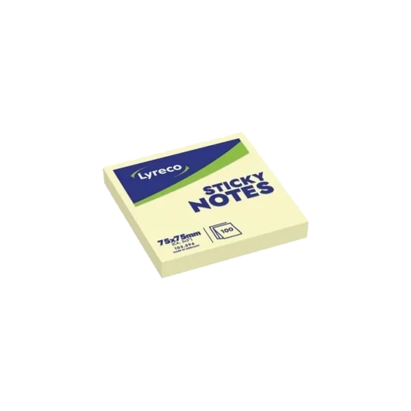 Notatblokk Gul 75x75mm 12stk Lyreco