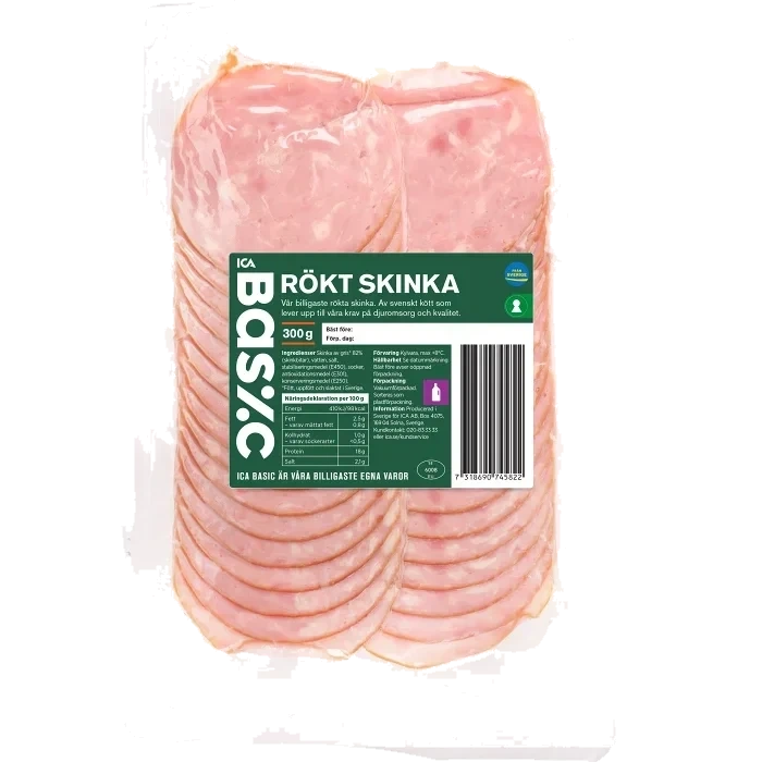Skinka Rökt skinka 300g ICA Basic