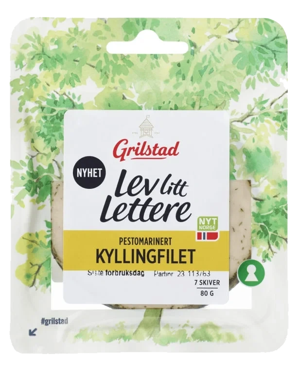 Grilstad Kyllingfilet Pesto Litt Lettere 80g