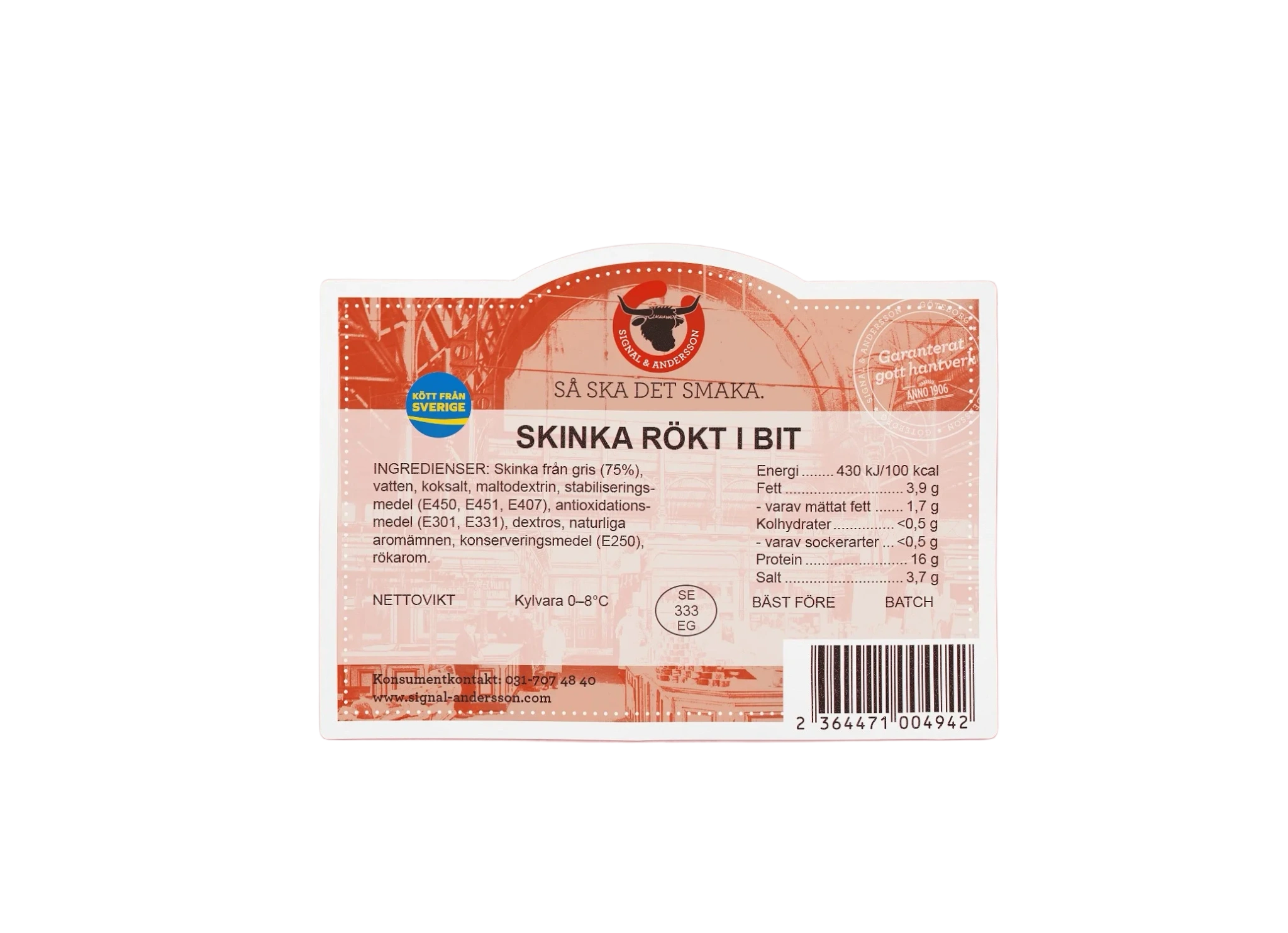 Skinka rökt i bit