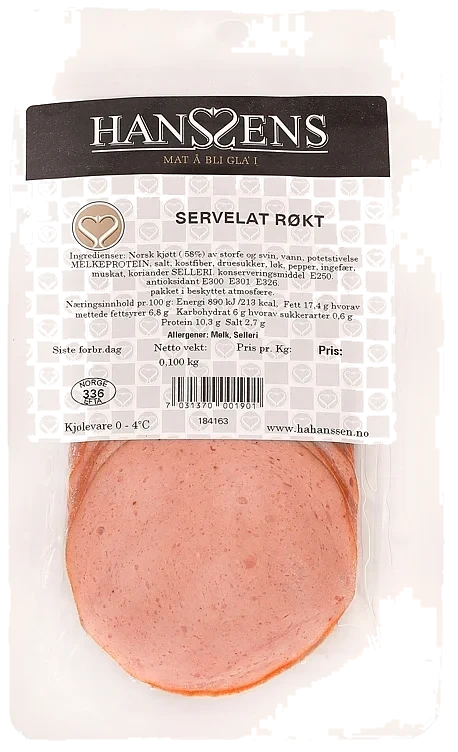 Servelat røkt skivet   100g