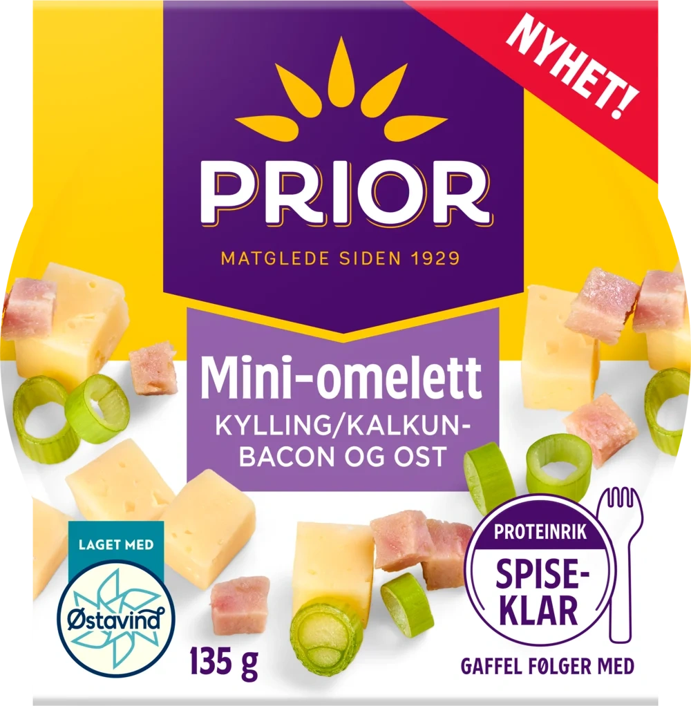 PRIOR Mini-Omelett Bacon, Løk og Ost 135g