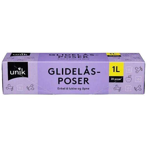 Glidelåspose 1l 20stk Unik