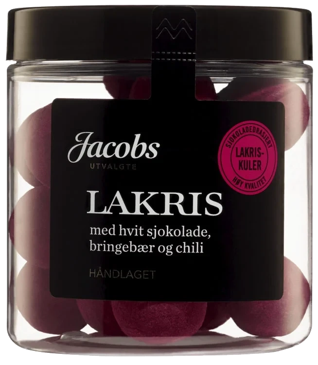 Lakriskuler m/hvit Sjoko/br.bær/chili 150g Ju