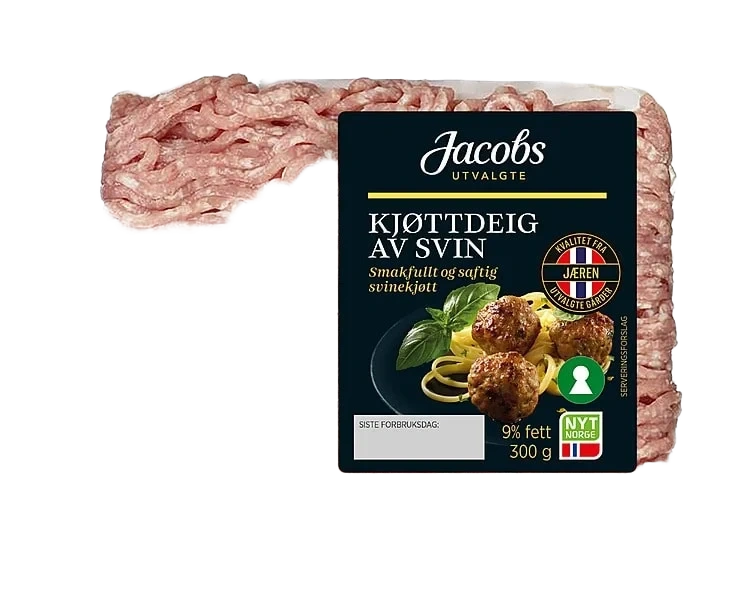 Kjøttdeig Svin 9% u/Salt og Vann 300g Jacobs