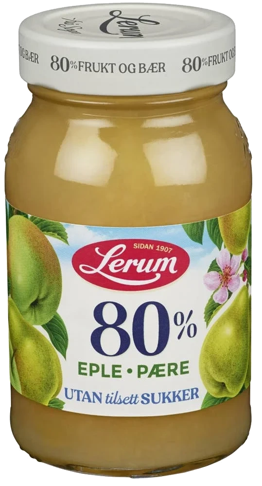 Eple og pæresyltetøy 80% Uten Tilsatt Sukker, 320 g
