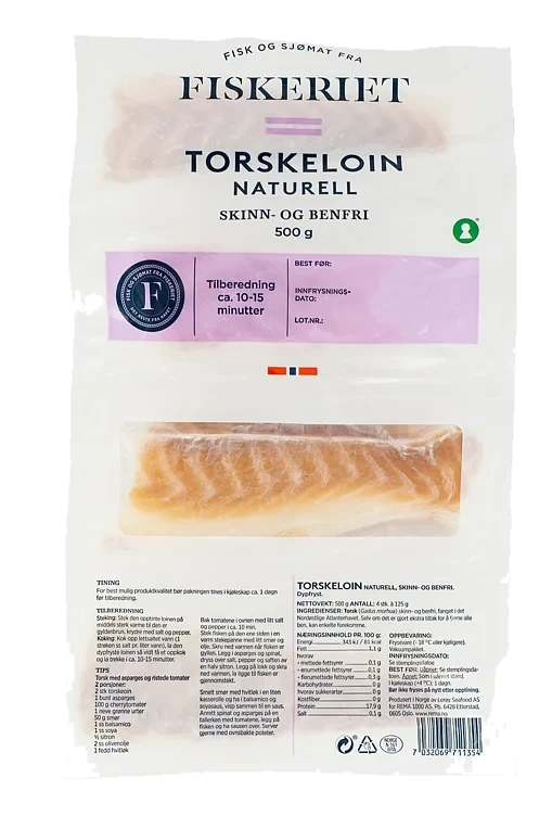 Torskeloin u/skinn  4x125g