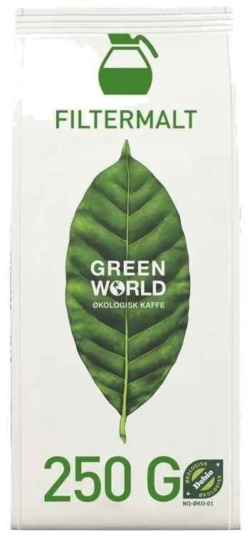 Green World Kaffe Økologisk Filtermalt 250g