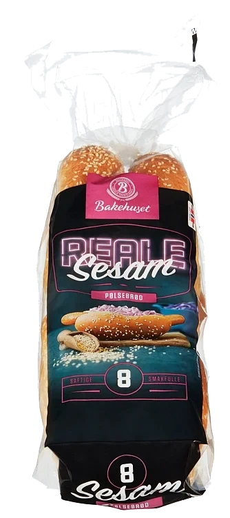 Pølsebrød Sesam 8stk 368g Reale