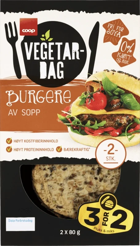 Coop Vegetardag Burgere av Sopp 160g