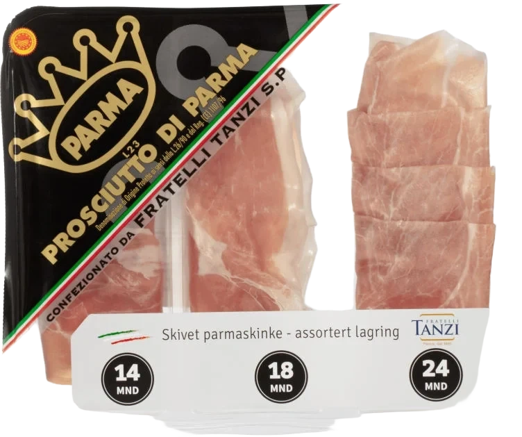 Parmaskinke 14.18 og 24mnd 120g Tanzi