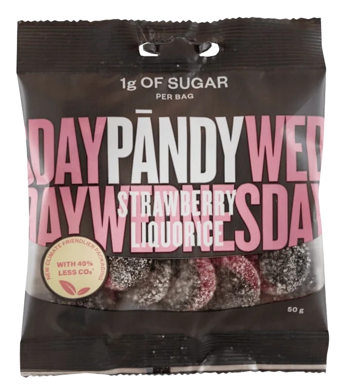Pändy Candy Strawberry/liquorice uten Tilsatt Sukker