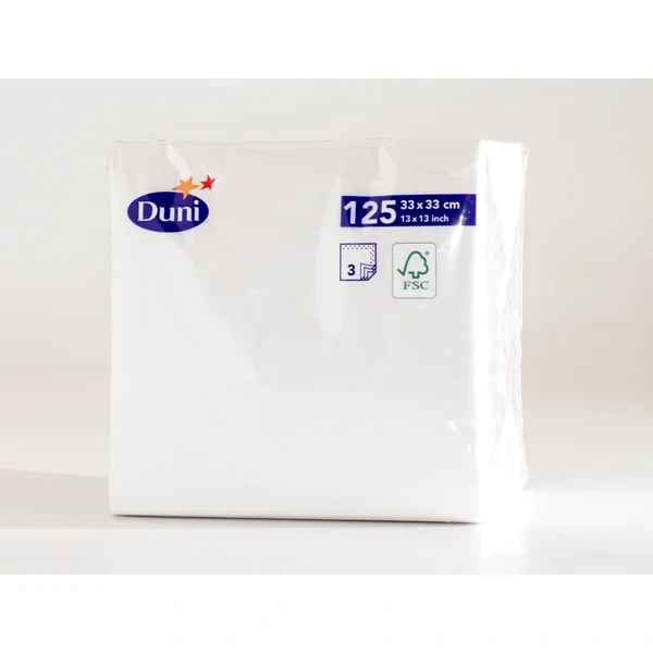Servietter 33cm 3l Hvit 125stk