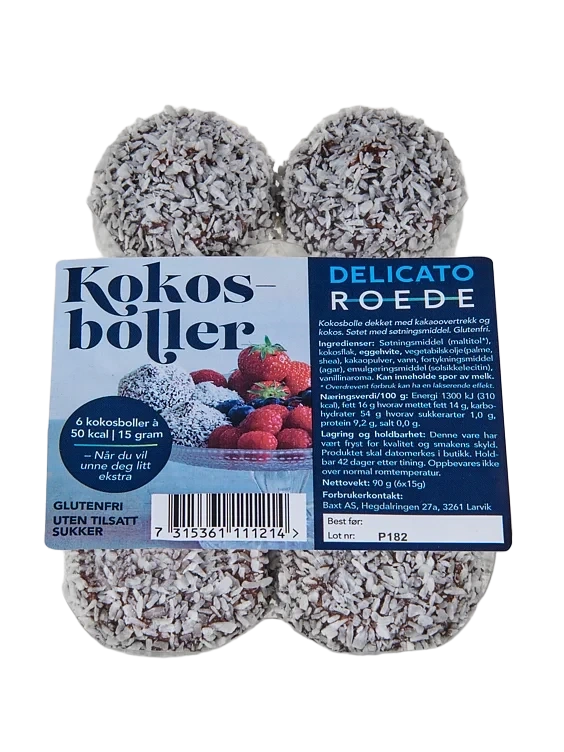 Kokosboller u/Sukker 6stk Delicato