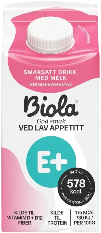 Biola E+ Drikke Bringebærsmak 300ml Tine