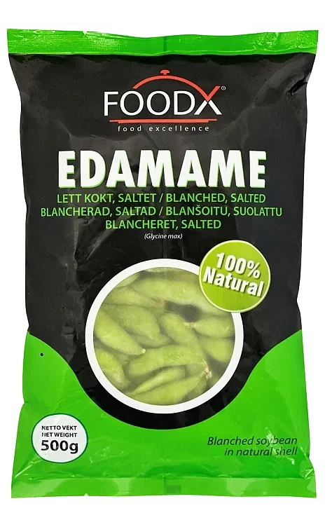 Soyabønner lett kokt, saltet edamame  500g