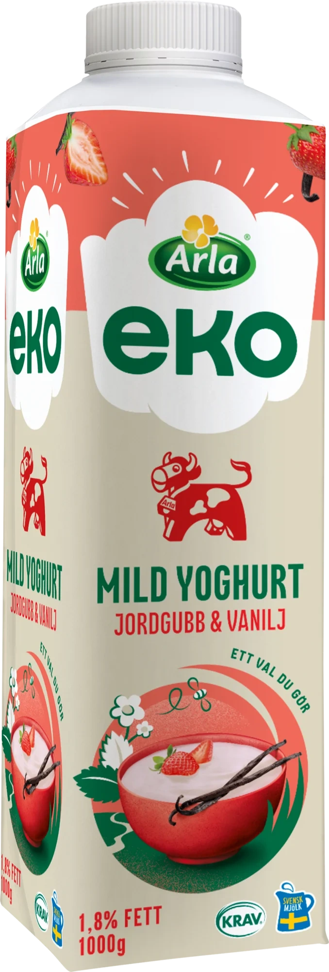 Eko mild yoghurt jordgubb/vanilj 1.8%