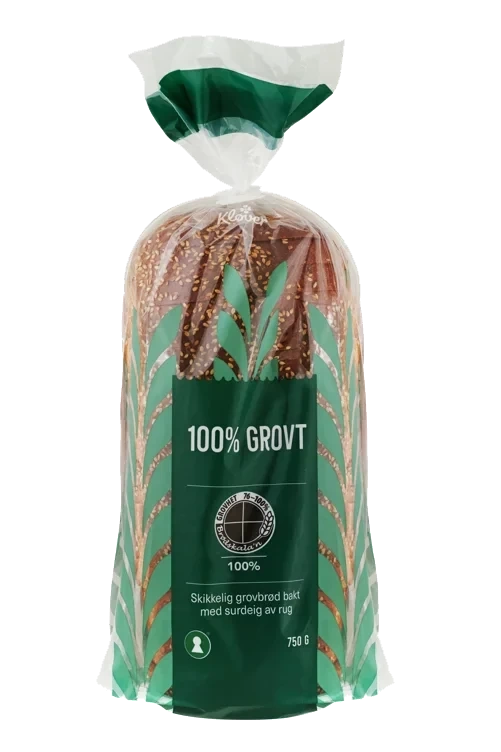 KLØVER 100% GROVT BRØD 750 g skåret
