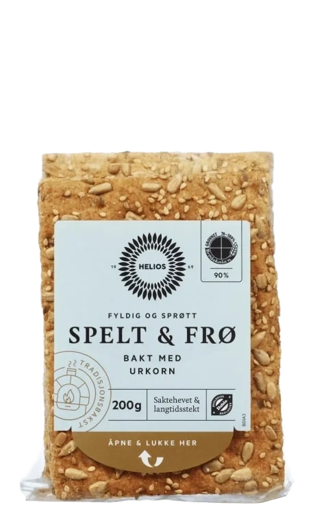 Helios Knekkebrød Spelt & Frø 200g Økologisk