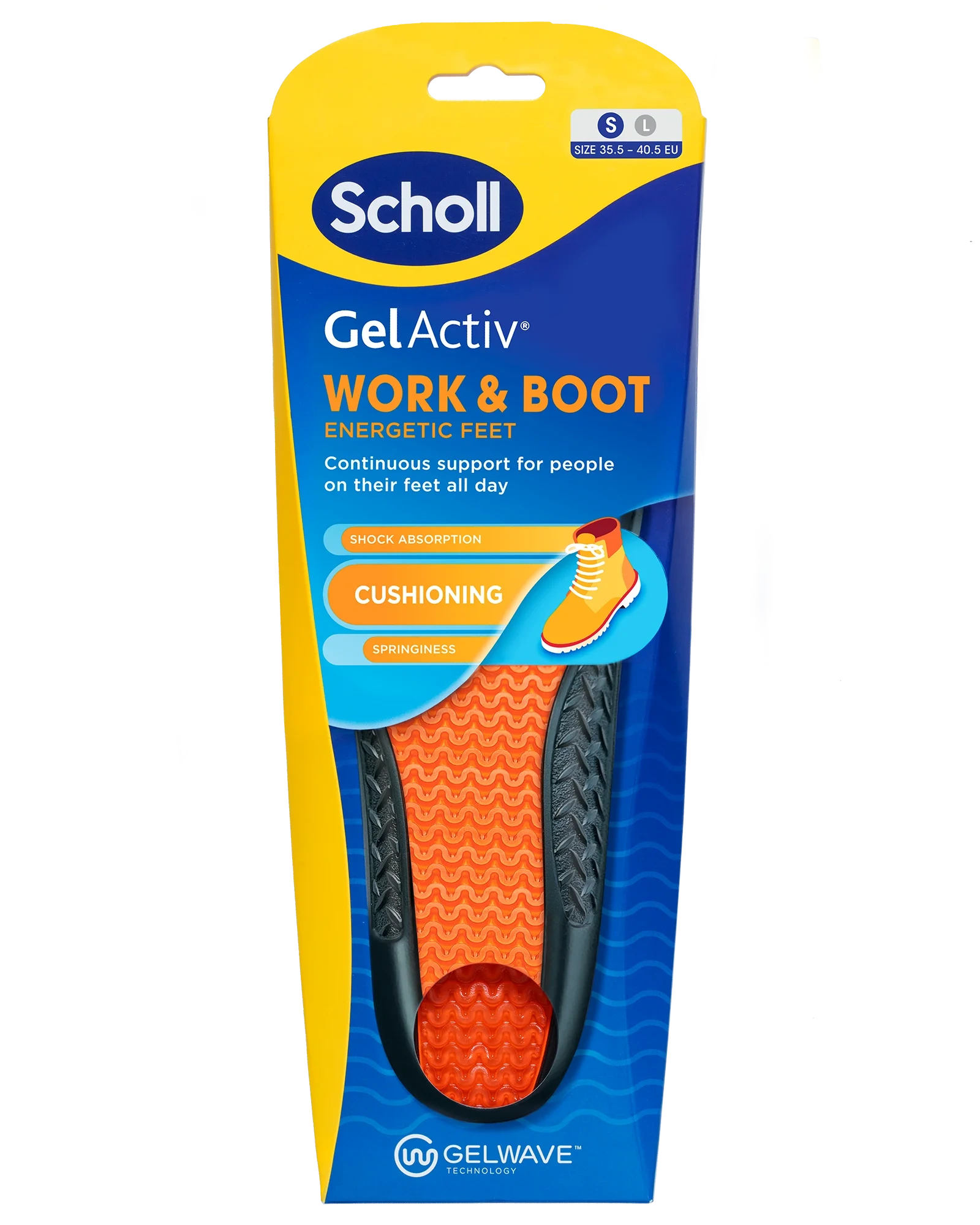 Scholl Gel Activ Work & Boot Innleggssåle, Small, 35,5-40,5, 1 par